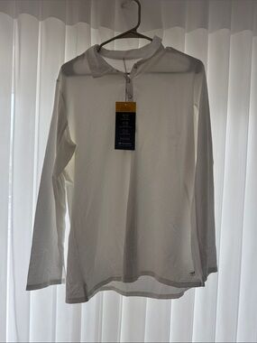 Women’s Long-Sleeve White Polo Tee